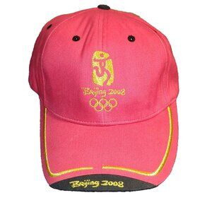 ORIGINAL ADULT BEIJING SUMMER OLYMPICS EMBROIDERED ADJUSTABLE RED BASEBALL CAP